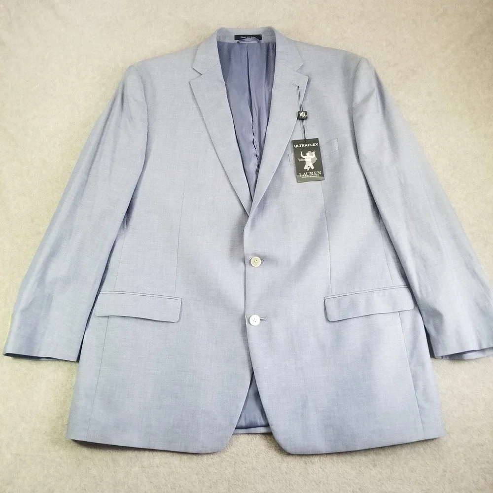 Lauren Ralph Lauren Blazer Mens 48 Extra Long Blue Ultraflex Cotton Stretch NWT